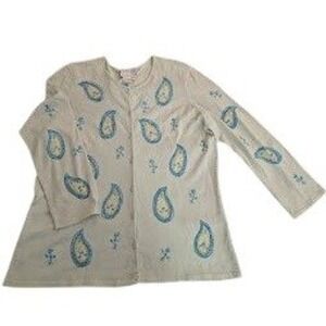 Oscar by‎ Oscar de la Renta Silk Nylon Blend Paisley Embroidered Cardigan M